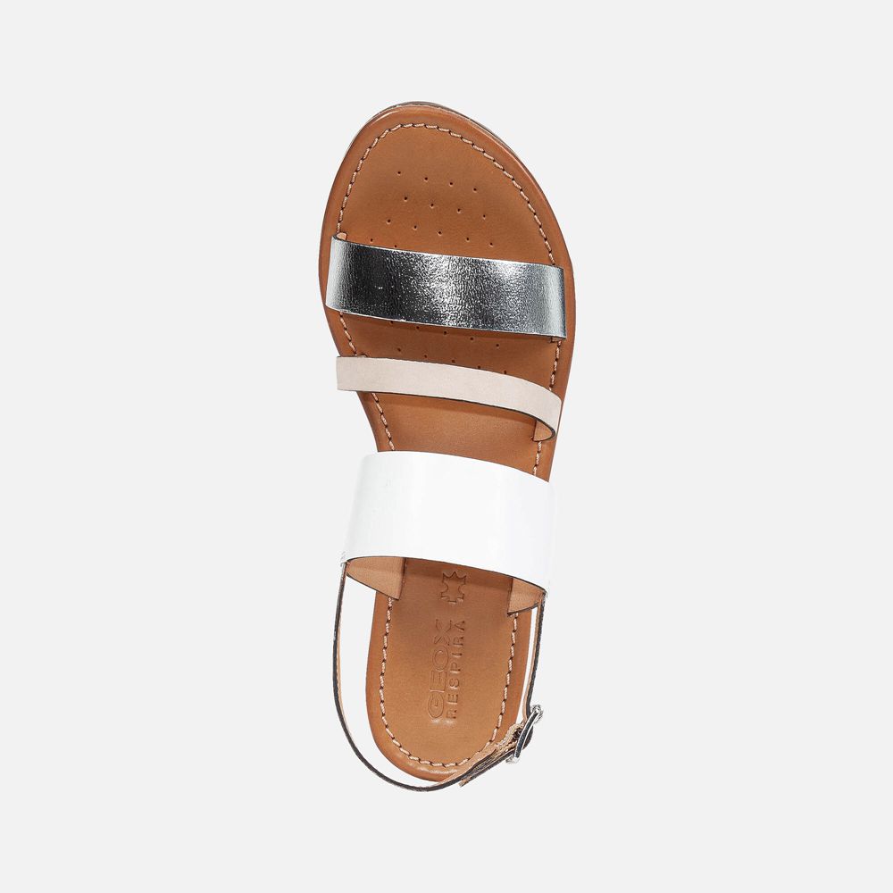 Sandalias Geox Senhora Branco/Prateadas - Sozy - DMGUS4785